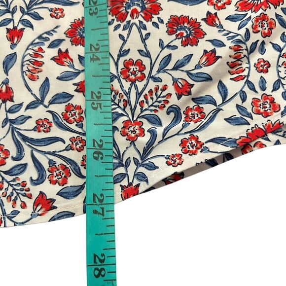 Lands’ End Floral Button Down Top L Red Blue Long Sleeve Western Classic Warm - Picture 7 of 12